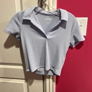 Light blue/ purplish collared baby tee from Hollister.